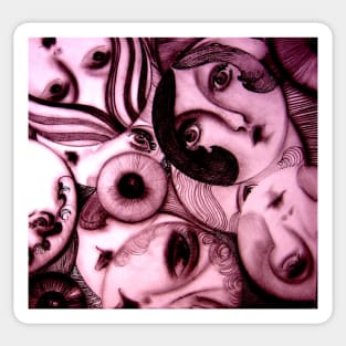 lilac art deco dolly faces models fashion Sticker